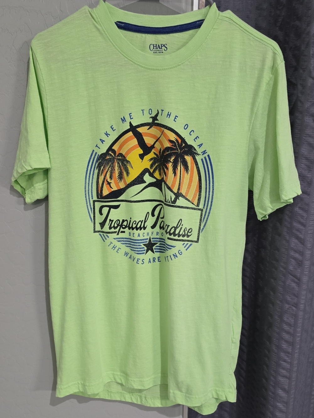 Chaps Men's Lime Green Tropical Paradise Graphic Tee